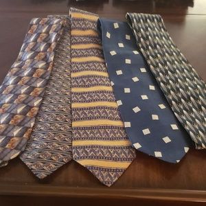 5 Vintage 100% Silk Ties